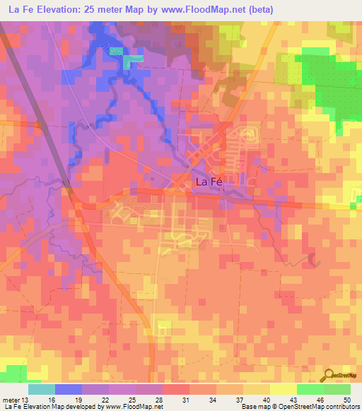 La Fe,Cuba Elevation Map