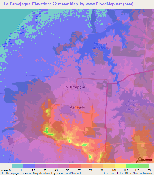La Demajagua,Cuba Elevation Map