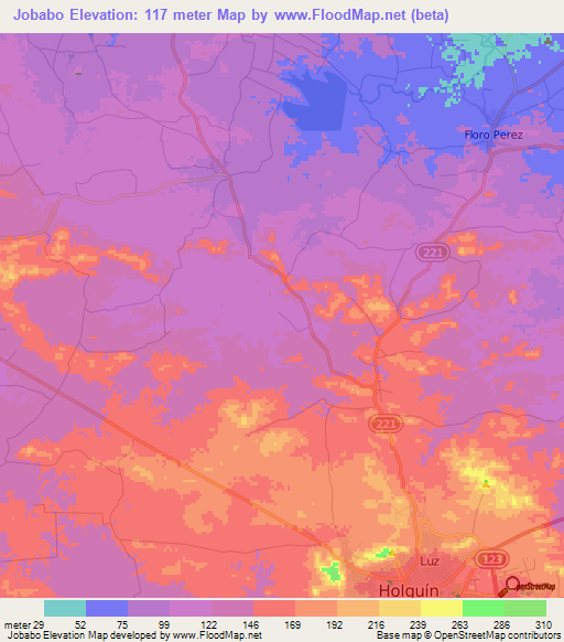 Jobabo,Cuba Elevation Map