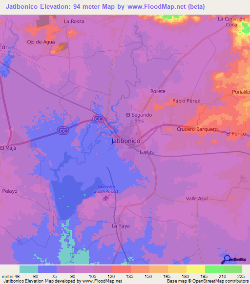 Jatibonico,Cuba Elevation Map
