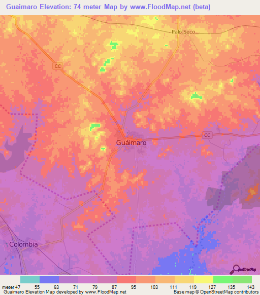 Guaimaro,Cuba Elevation Map