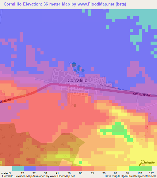 Corralillo,Cuba Elevation Map
