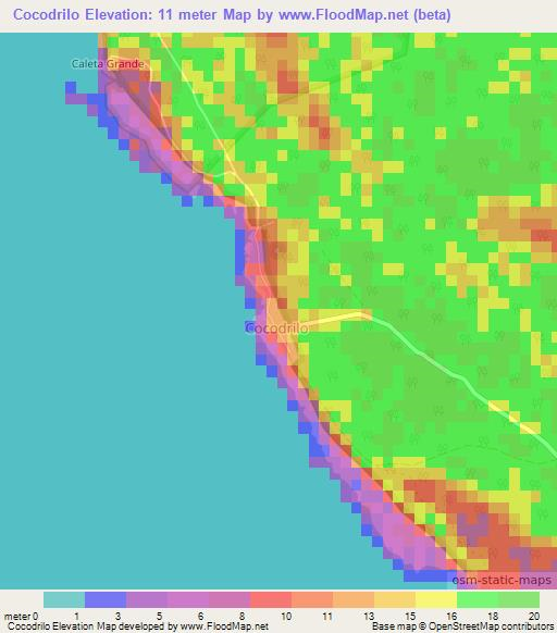 Cocodrilo,Cuba Elevation Map