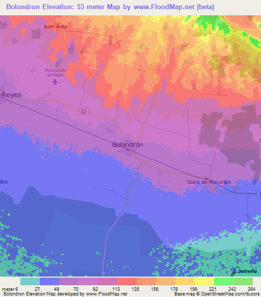 Bolondron,Cuba Elevation Map