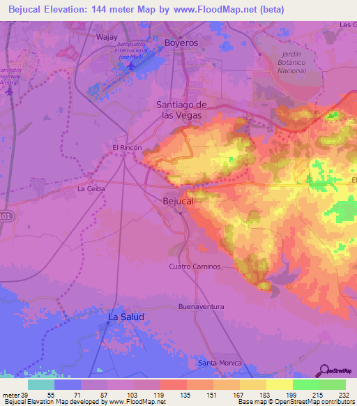 Bejucal,Cuba Elevation Map