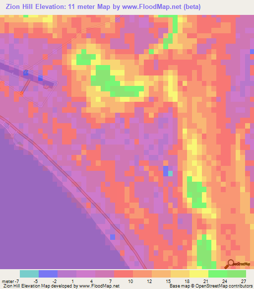 Zion Hill,Bahamas Elevation Map