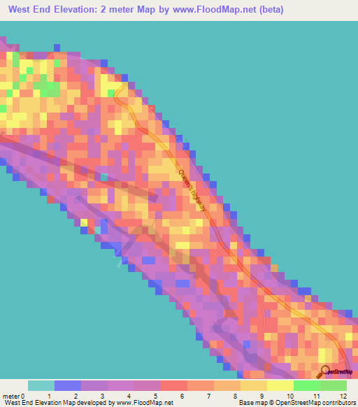West End,Bahamas Elevation Map