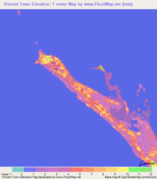 Vincent Town,Bahamas Elevation Map