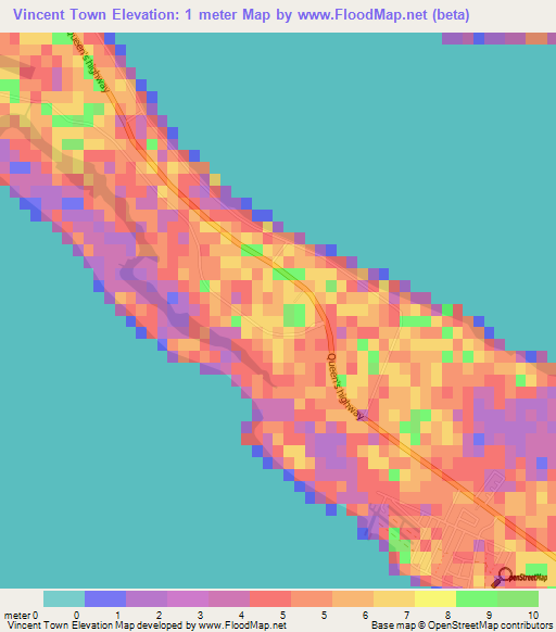 Vincent Town,Bahamas Elevation Map