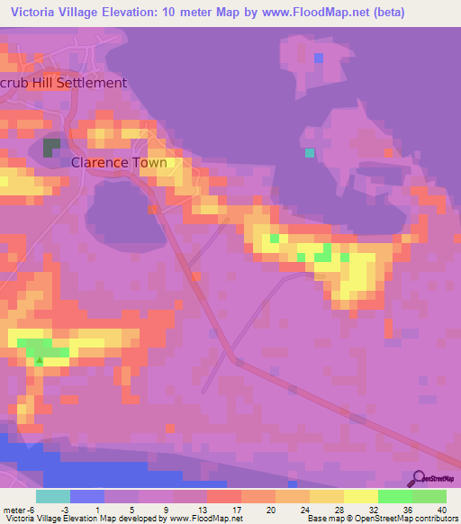 Victoria Village,Bahamas Elevation Map