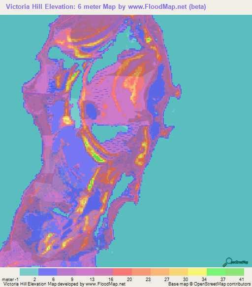 Victoria Hill,Bahamas Elevation Map