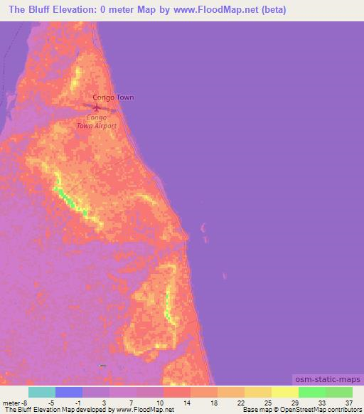 The Bluff,Bahamas Elevation Map