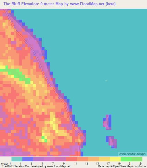 The Bluff,Bahamas Elevation Map