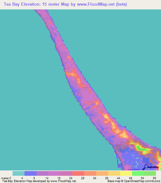 Tea Bay,Bahamas Elevation Map