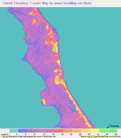 Tatnall,Bahamas Elevation Map