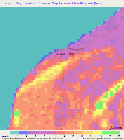 Tarpum Bay,Bahamas Elevation Map