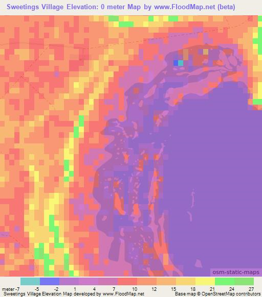 Sweetings Village,Bahamas Elevation Map