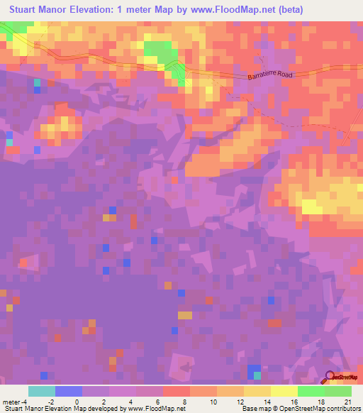 Stuart Manor,Bahamas Elevation Map