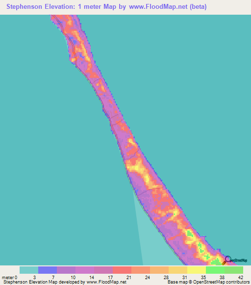 Stephenson,Bahamas Elevation Map