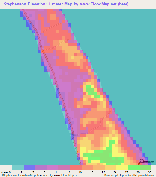 Stephenson,Bahamas Elevation Map