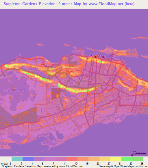 Stapleton Gardens,Bahamas Elevation Map