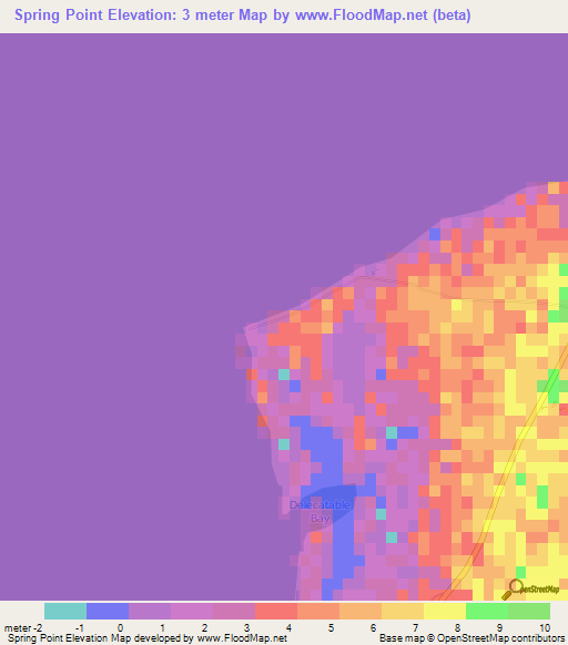 Spring Point,Bahamas Elevation Map