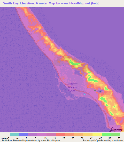 Smith Bay,Bahamas Elevation Map