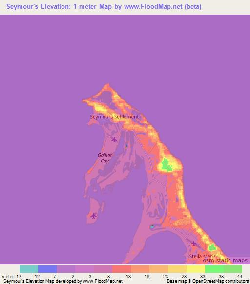 Seymour's,Bahamas Elevation Map