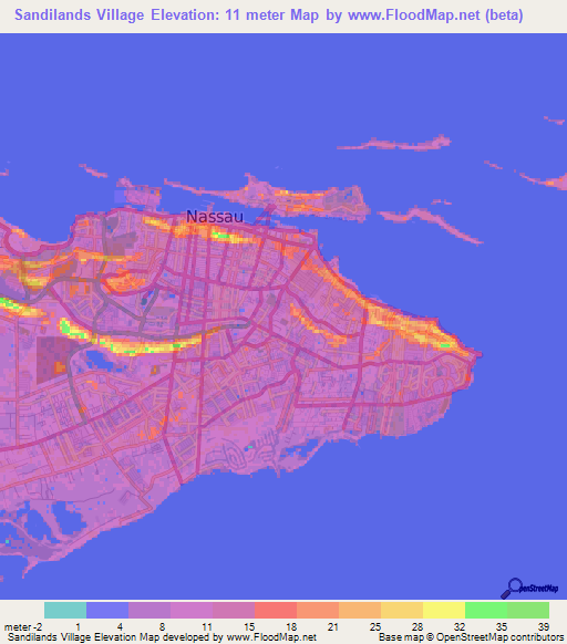 Sandilands Village,Bahamas Elevation Map