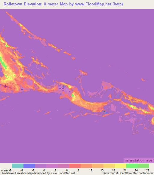 Rolletown,Bahamas Elevation Map