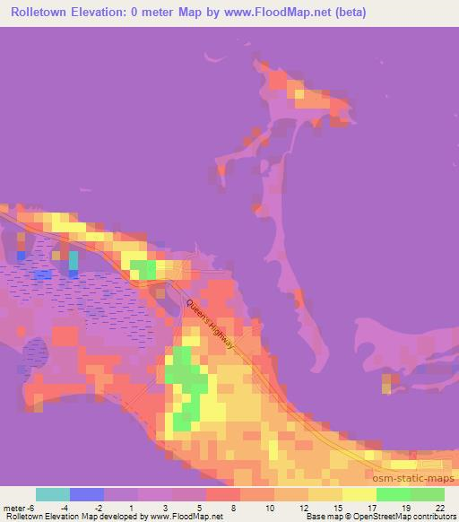 Rolletown,Bahamas Elevation Map