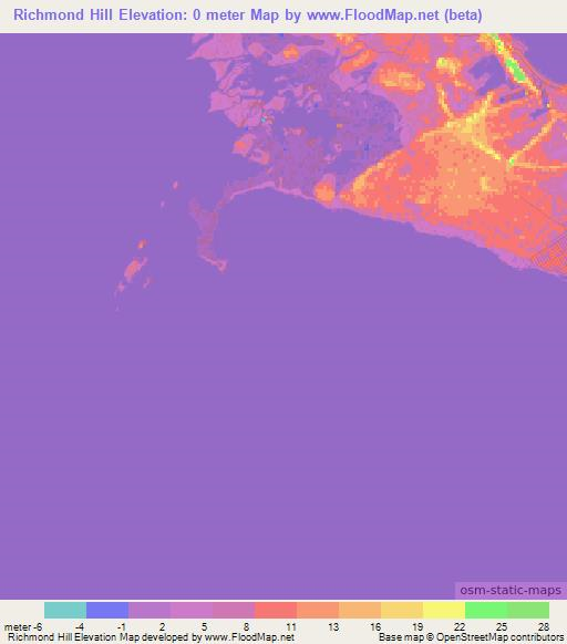 Richmond Hill,Bahamas Elevation Map
