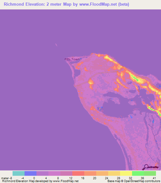 Richmond,Bahamas Elevation Map