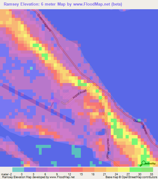 Ramsey,Bahamas Elevation Map