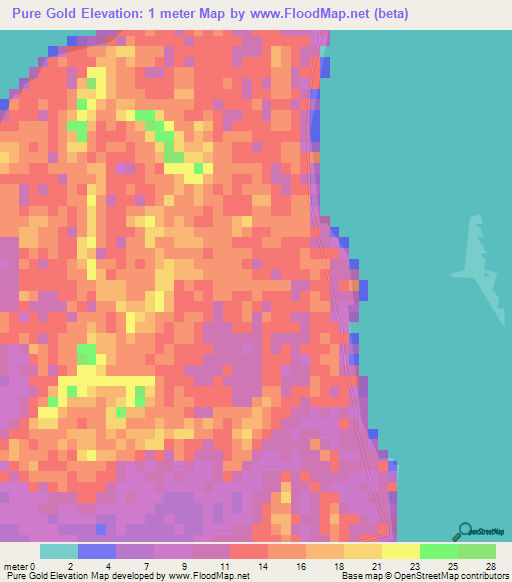 Pure Gold,Bahamas Elevation Map