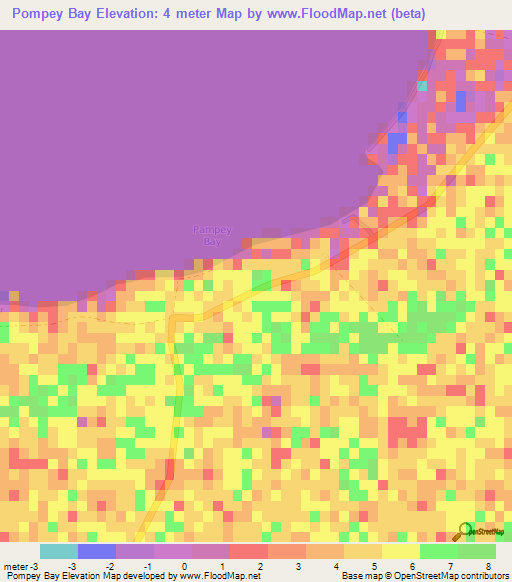 Pompey Bay,Bahamas Elevation Map