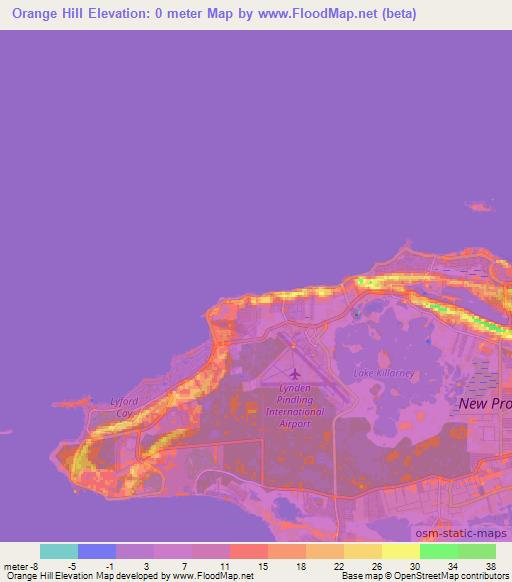 Orange Hill,Bahamas Elevation Map
