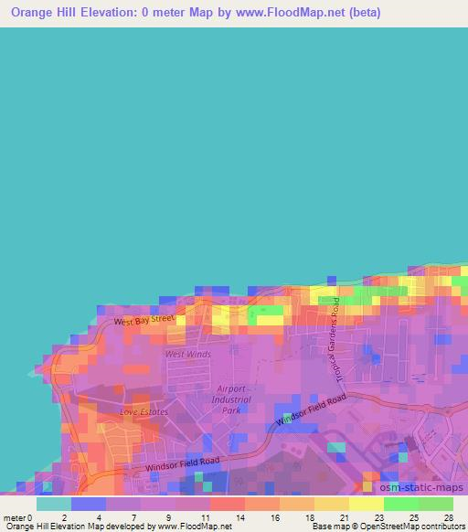 Orange Hill,Bahamas Elevation Map