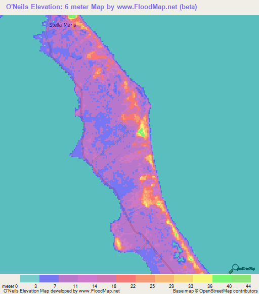 O'Neils,Bahamas Elevation Map