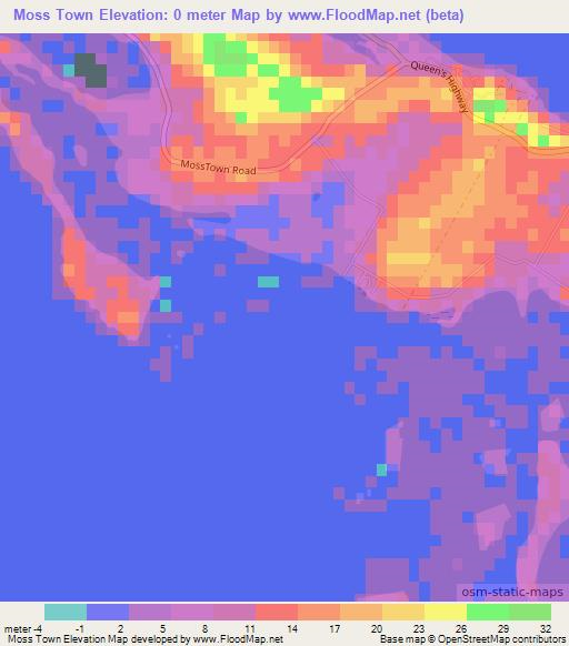 Moss Town,Bahamas Elevation Map