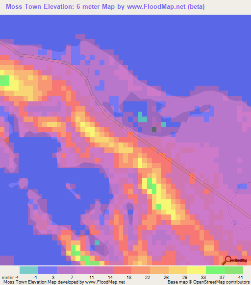 Moss Town,Bahamas Elevation Map