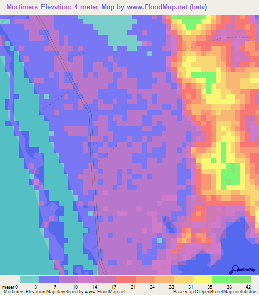 Mortimers,Bahamas Elevation Map