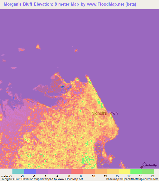 Morgan's Bluff,Bahamas Elevation Map