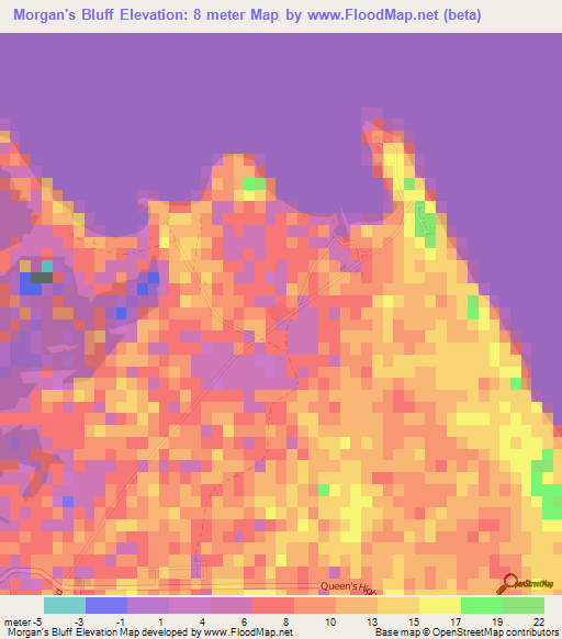 Morgan's Bluff,Bahamas Elevation Map