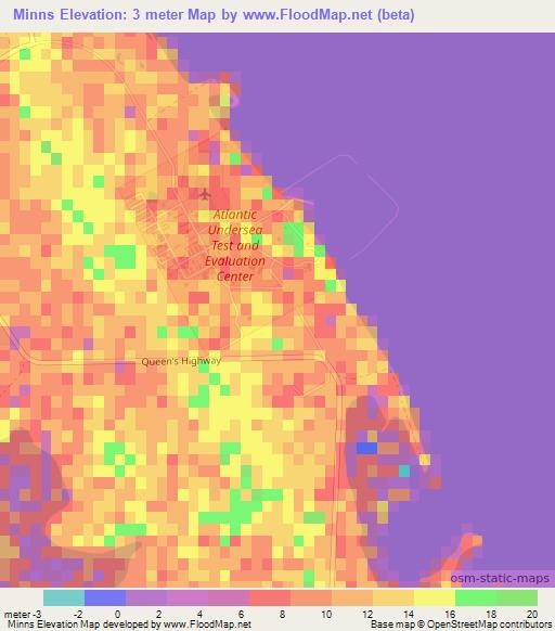 Minns,Bahamas Elevation Map