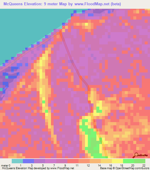 McQueens,Bahamas Elevation Map