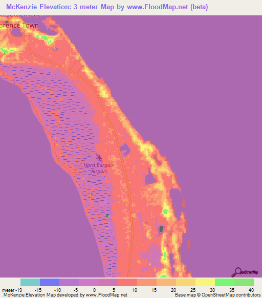 McKenzie,Bahamas Elevation Map