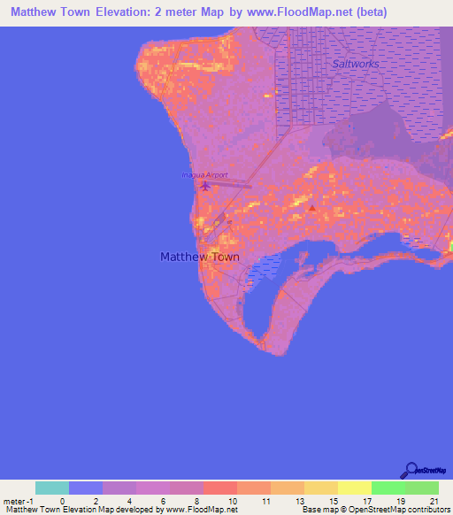 Matthew Town,Bahamas Elevation Map