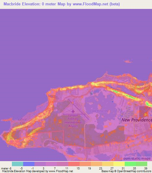Macbride,Bahamas Elevation Map