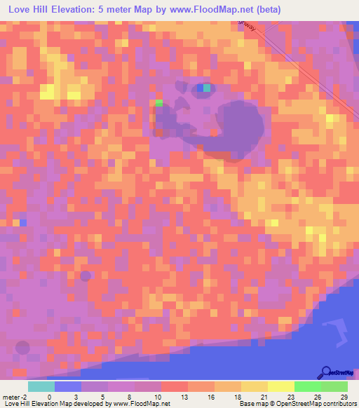 Love Hill,Bahamas Elevation Map